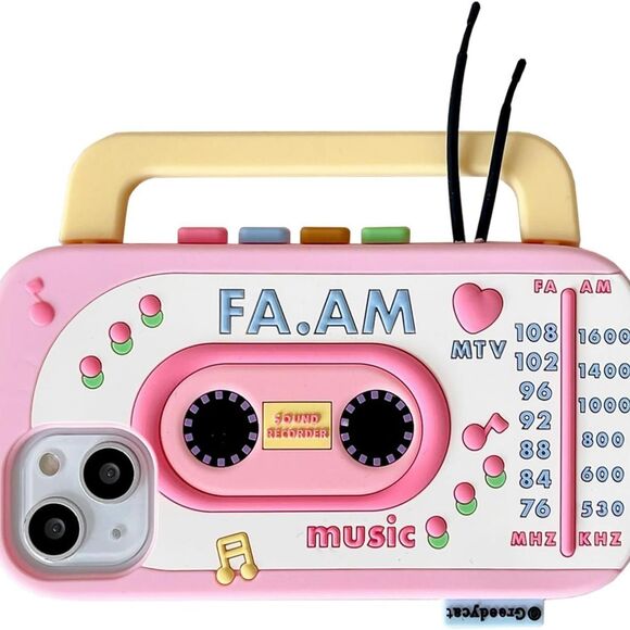 Funny iPhone Case, Pink Retro Boom Box, iPhone 12/12 Pro - Picture 1 of 4
